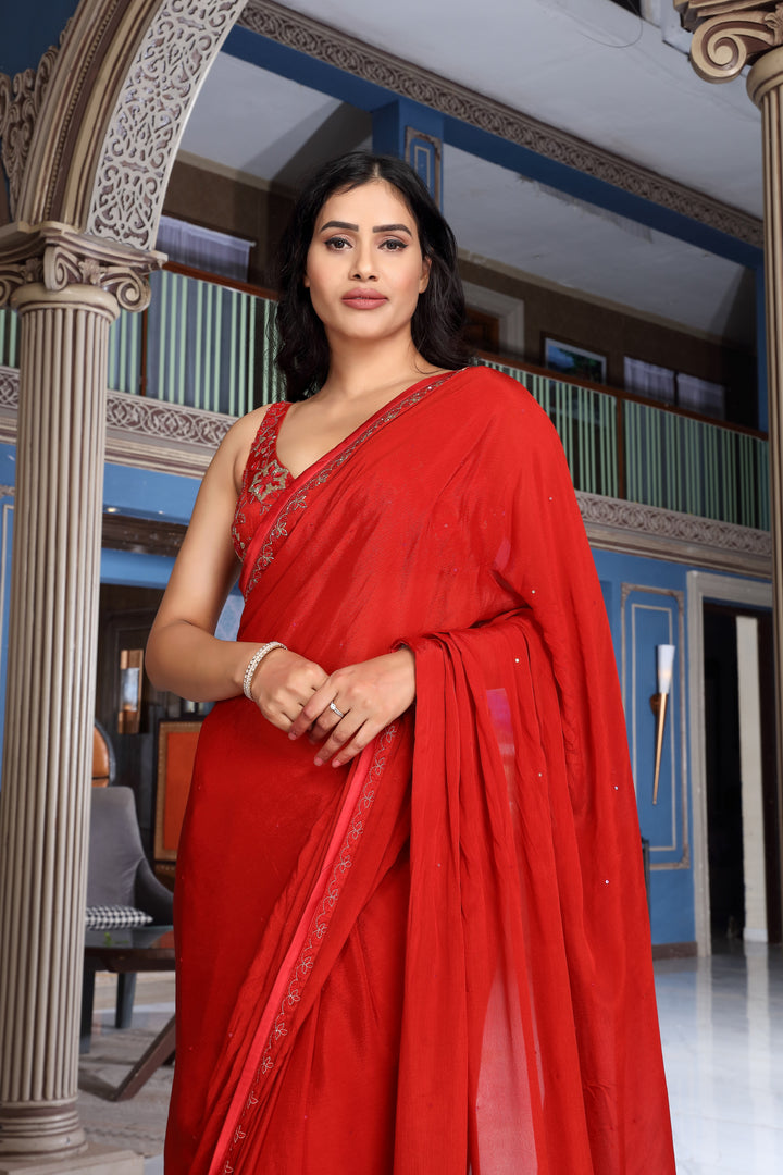 Red Saree Set