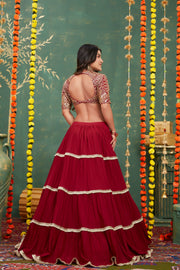 Maroon embroidered lehenga set
